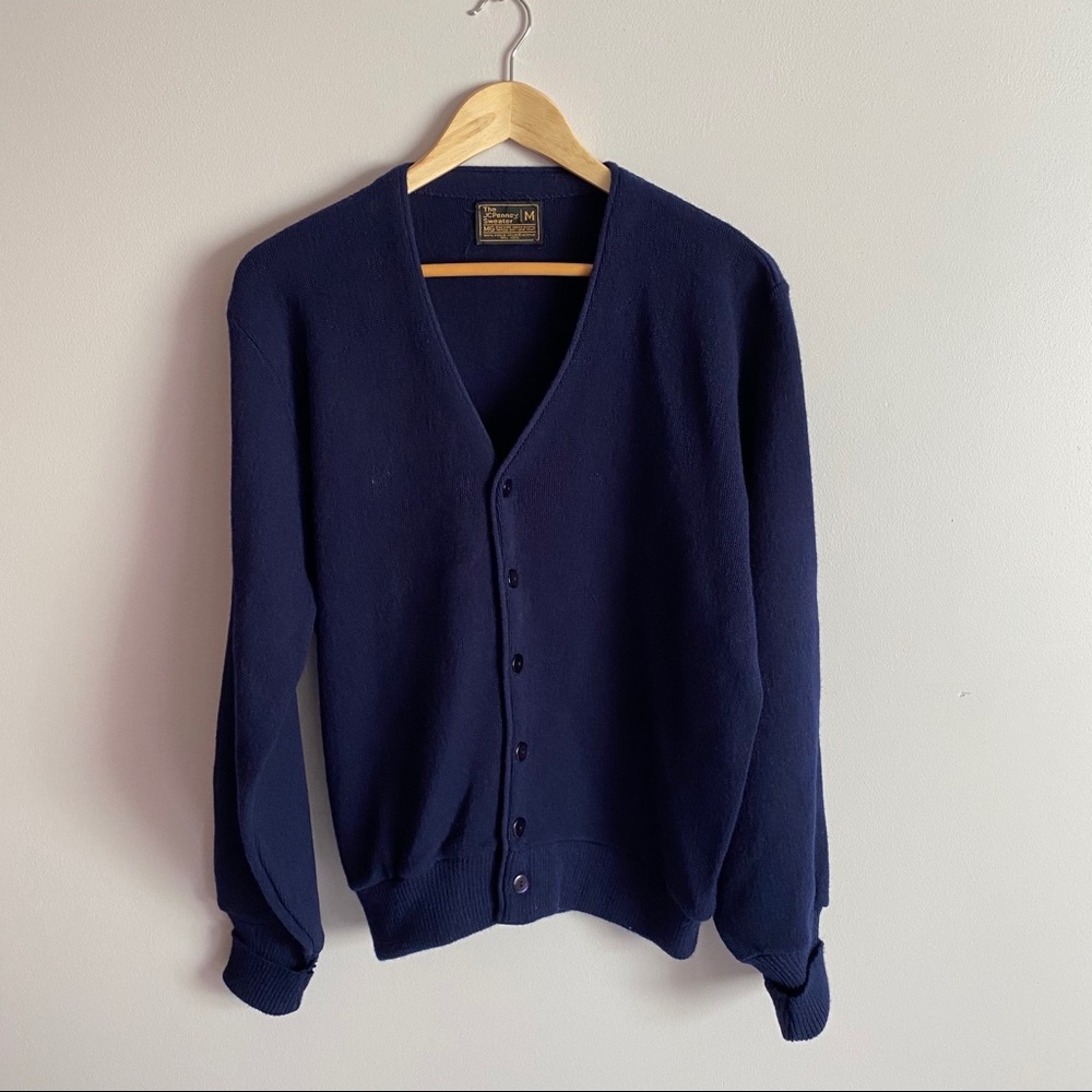 Vintage Navy Grandpa Cardigan, size medium